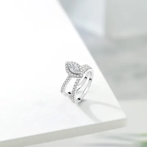 Miniatura 5 de Gem Stone King Anillo de compromiso de boda de plata de ley 925 con moissanita blanca para mujer