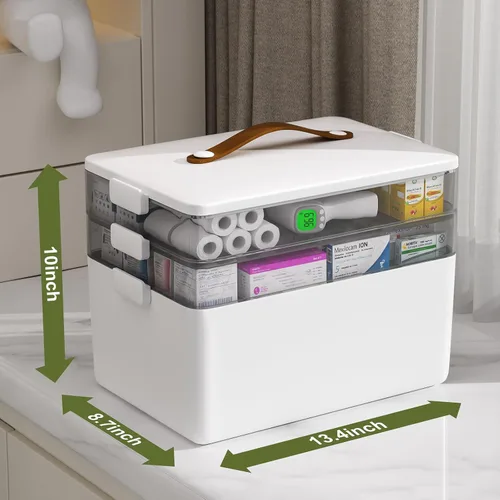 Miniatura 3 de JOYBOS Caja de Almacenamiento de Medicamentos de 3 Niveles Gabinete, Kit de Primeros Auxilios Vacío, Organizador Portátil de Suministros Médicos