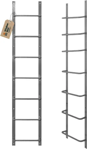Miniatura 10 de Escalera de acero para ventanas de sótano (gris, 3 peldaños), escalera de salida atornillada resistente para el hogar, fácil de instalar, escaleras