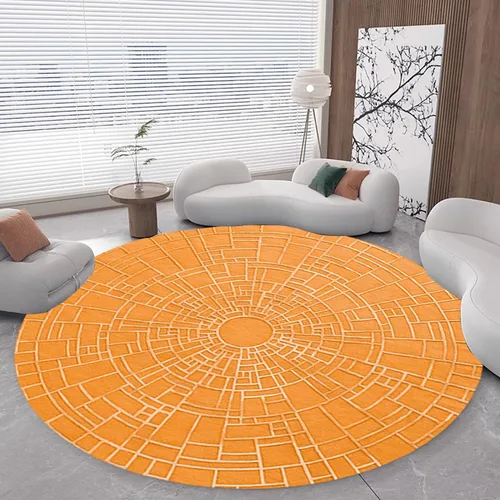 Miniatura 10 de 3D Optical Illusion Abstract Round Rug 70s Retro Pop Art Deco Large Rugs for Living Room Bedroom Classroom Red Brown Washable Low Pile Carpet