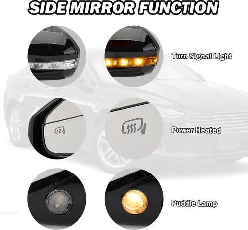 Miniatura 2 de Espejo Lateral Izquierdo del Conductor para Ford Fusion Sedan S SE SE Híbrido 2013 2014 2015 2016, Espejo Eléctrico con Calefacción, Luz de Señal