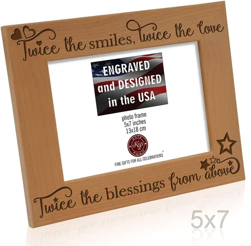 Miniatura 6 de KATE POSH - Twice The Smiles, Twice The Love, Twice The Blessings from Above - Marco de fotos grabado de madera natural - Marco de fotos