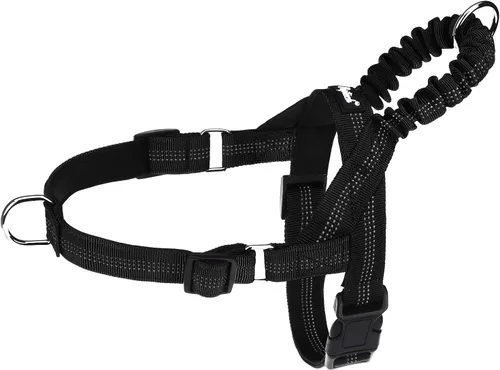 PUPTECK Arnés sin tirones para perros grandes, chaleco arnés reflectante ajustable para mascotas con asa elástica, arnés a prueba de escape sin Negro