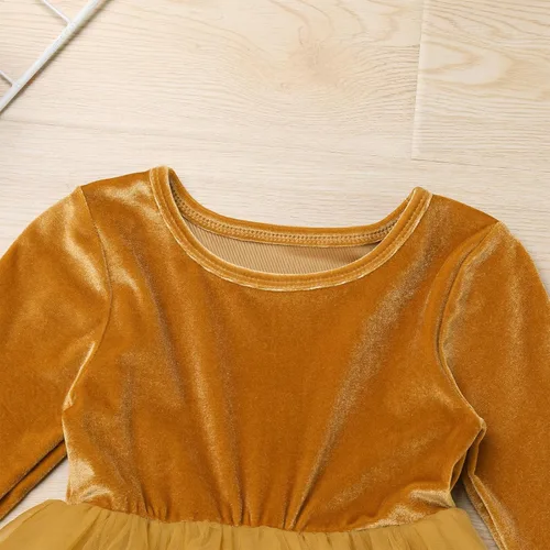 Miniatura 4 de IDOPIP Vestido tutú de terciopelo para niñas pequeñas, vestido de manga larga para princesa, Navidad, cumpleaños, fiesta, boda, vestidos de otoño e