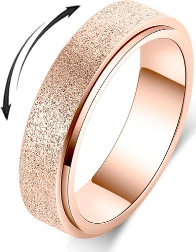 Anillo de ansiedad de acero inoxidable de titanio para mujeres y hombres, anillo giratorio para ansiedad, tamaño 6-12, ancho 0.236 in, 5 colores oro