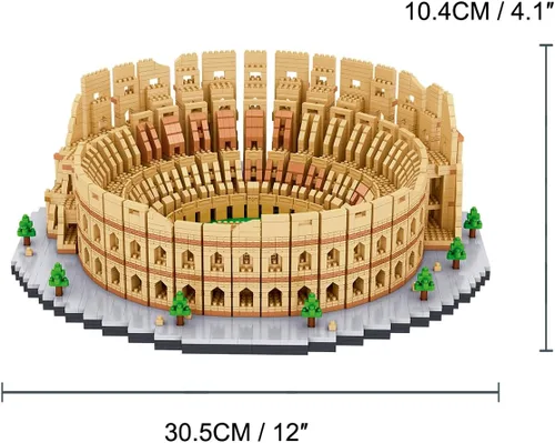 Miniatura 3 de Italia Rome Coliseo - Juego de construcción de microladrillos (5594 piezas) – Juguete educativo modelo emblemático regalo para niños y adultos