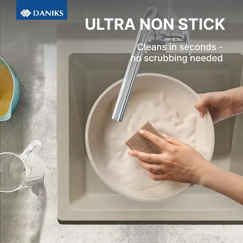 Miniatura 8 de Daniks Ollas y sartenes de cerámica antiadherentes para inducción. Saludables, no tóxicas, asas de silicona extraíbles, aptas para horno