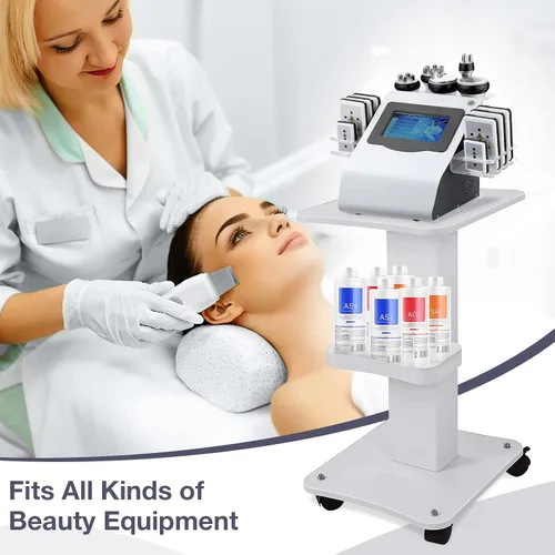 Miniatura 2 de Carrito de esteticista con ruedas, soporte de aluminio para máquina de belleza de spa, carga de 135 libras, carrito rodante de 3 niveles