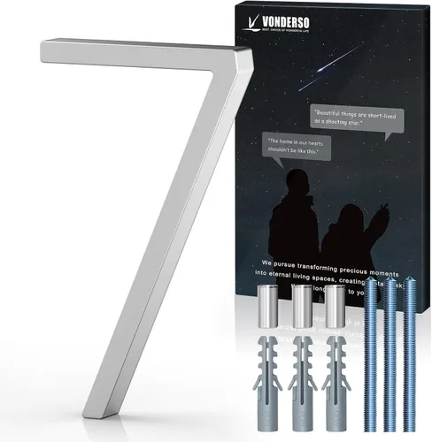 Miniatura 27 de VONDERSO Números flotantes de casa de 5 pulgadas para exteriores, números de dirección modernos de metal antioxidante (3), números de buzón Negro 3
