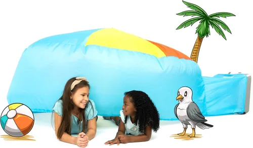 AirFort - Fuerte inflable para niños, se construye en 30 segundos, tienda de campaña para jugar a partir de 3 años (pelota de playa azul)