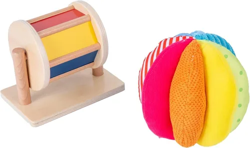 Miniatura 13 de Montessori - Kit de juguetes para bebés, espejo, peekaboo, rompecabezas de perillas, tambor giratorio, bola arcoíris - niños pequeños de 6 a 12 meses