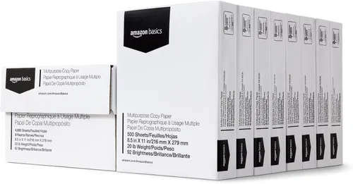 Miniatura 15 de Amazon Basics Papel multipropósito para impresora y copiadora, 20 lb, 8.5 x 11 pulgadas, 3 resmas (1,500 hojas), 92 brillante, blanco