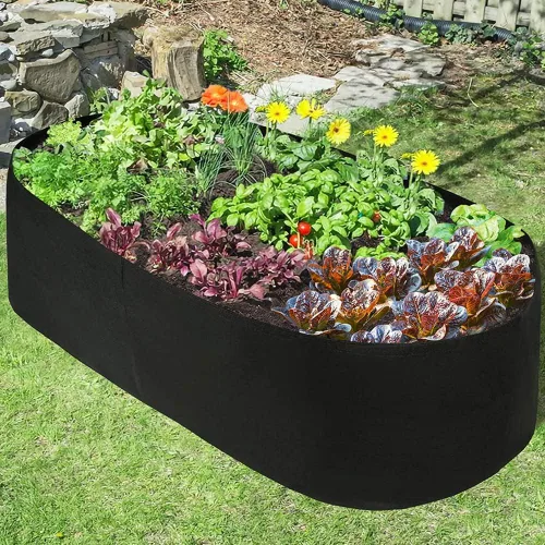 Miniatura 2 de Cama de jardín elevada de tela, macetas elevadas para plantas al aire libre, bolsa rectangular de cultivo de jardín para hierbas, flores y verduras