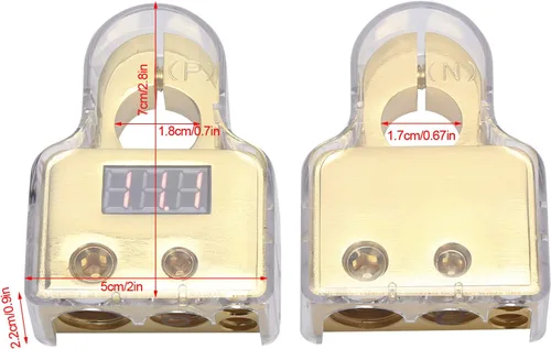 Miniatura 6 de Kit de conectores de terminales de batería de coche con voltímetro digital 0/4/8/10 AWG chapado en oro A (dorado)