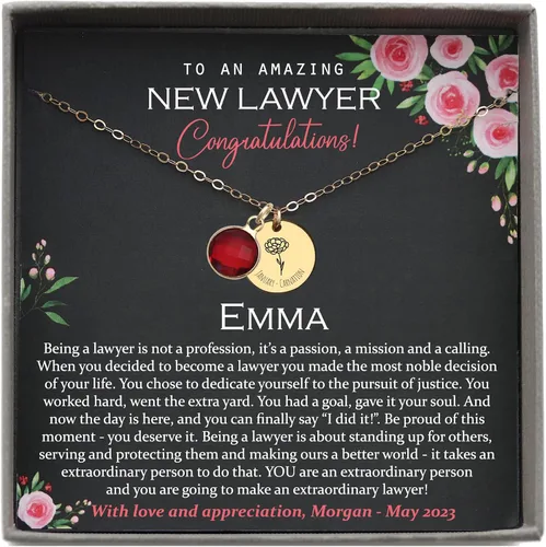 Miniatura 23 de Be Wished Personalized Graduation Gifts for Women, Birth Flower Necklace with Meaningful Message. Goldfilled or 925 Sterling Silver