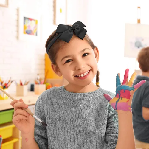 Miniatura 8 de Diadema de lazo negro a la moda, lazo grande de grogrén para el pelo, para niñas y niños pequeños, decoración de fiesta, disfraz de cosplay