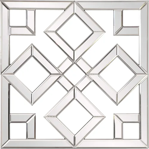Howard Elliott Moira - Espejo cuadrado entrelazado de pared con formas geométricas, pieza decorativa contemporánea biselada para entrada, baño,