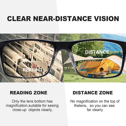 Miniatura 2 de Missfive Paquete de 2 lentes de lectura bifocales para hombre, bloqueo de luz azul, lectores casi de doble uso, bisagras de resorte duraderas