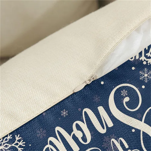 Miniatura 6 de Juego de 4 fundas de almohada de Navidad de 16 x 16 pulgadas, decoración de Navidad azul, copos de nieve, árbol de Navidad, decoración de invierno