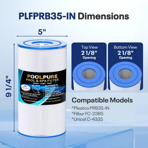 Miniatura 2 de POOLPURE PRB35-IN Filtro de spa que reemplaza a Unicel C-4335, Guardian 409-219, Filbur FC-2385, 03FIL1300, 17-2482, 25393, 303557, 817-3501