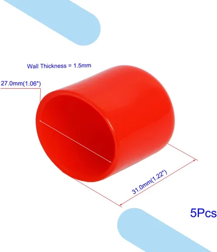 Miniatura 2 de Cubierta de tapa de extremo redondo de goma de 1.06 pulgadas (1.063 in), protectores de rosca de tornillo de PVC flexible de tubería de tubería