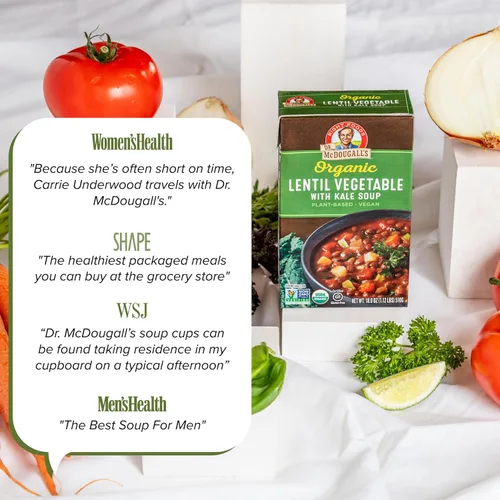Miniatura 3 de Dr. McDougall's Right Foods Vegetales de lentejas orgánicas con sopa vegana de col rizada, 18 onzas (paquete de 6) sin gluten, USDA orgánico, sin