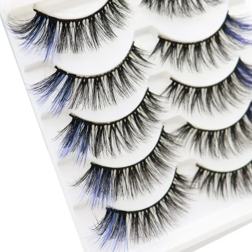 Miniatura 3 de DAODER Pestañas postizas de colores, pestañas postizas esponjosas con color azul, de 0.55 a 0.63 pulgadas, rizo C medio, volumen completo, pestañas
