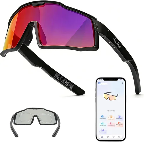 Miniatura 14 de Lentes inteligentes fotocromáticos para hombres y mujeres, lentes de sol deportivos Bluetooth 5.3 con llamadas manos libres, altavoz de oreja