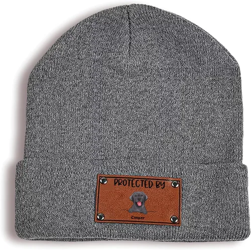 Gossby Gorro de bebé personalizado con parche de cuero vegano para niño y niña, protegido por - Regalo personalizado para recién nacido, niño
