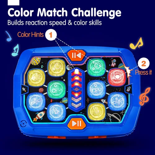 Miniatura 4 de hahaland Juguetes para edades de 5 a 7 años – Juego interactivo Whack A con sonido y tallo de luz Montessori juguete para niños de 3, 4, 5, 6, 7