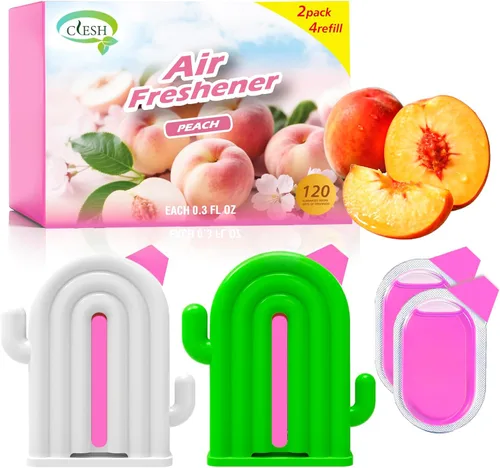 Miniatura 9 de Ambientador para el hogar, paquete de 2, 2 recargas, aroma de eucalipto, eliminador de olores, hasta 120 días, ambientador en forma de cactus