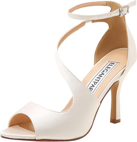 ElegantPark, zapatos de taco alto con tobillera y hebillas de satén para mujer. Sandalias para fiestas de tarde o graduación