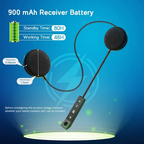 Miniatura 2 de MAXTO Auriculares Bluetooth para casco de motocicleta, altavoz manos libres para exteriores, Bluetooth 5.3 EDR, auriculares inalámbricos