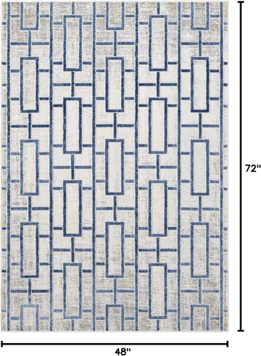 Miniatura 2 de Abani Atlas - Alfombra rectangular de 4 x 6 pies, color azul/gris, duradera, no desprende pelusa, fácil de limpiar