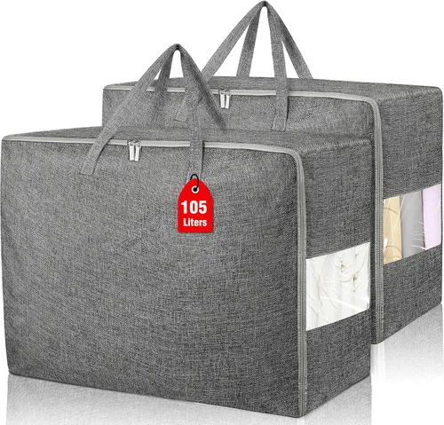 Miniatura 15 de Bolsas de almacenamiento extra grandes de 105 litros, plegables para manta de edredón, organizadores de armario y contenedores de almacenamiento