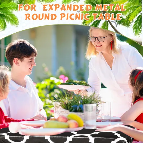 Miniatura 6 de Moukeren Funda de mesa de picnic de 3 piezas para niños con fundas de banco, mantel ajustable para exteriores, vinilo impermeable, para camping
