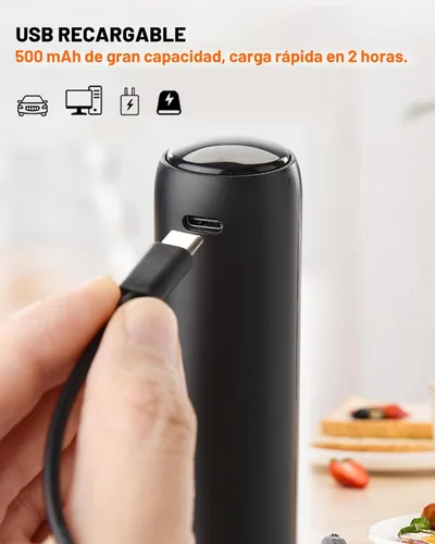 Miniatura 3 de Espumador de leche recargable con cubierta, fácil de llevar, mezclador de bebidas de mano, varita espumadora eléctrica para café, café con leche