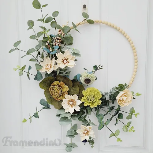 Miniatura 6 de Framendino, Paquete de 12 anillos de macramé de 3 pulgadas de metal plateado floral para decoración de coronas de Navidad, atrapasueños
