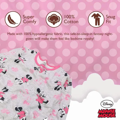 Miniatura 3 de Disney Girls' Minnie Mouse 2-Piece Snug-Fit Cotton Pajamas Set