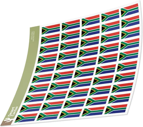 Desert Cactus Adhesivo de bandera de Sudáfrica con diseño de país, hojas rectangulares de 1 pulgada, 50 piezas en total, con logotipo de niños,