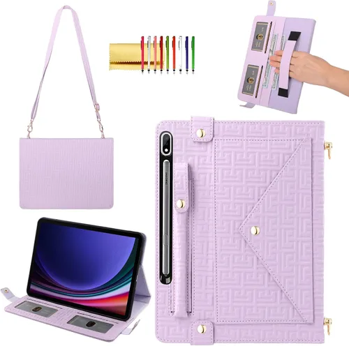 Miniatura 22 de Bolso Funda para Samsung Galaxy Tab S10 FE/S9 FE 10.9"/S9/S8/S7 11", Techcircle Folio con Soporte Cruzado, Billetera con Ranura para Lápiz S Pen
