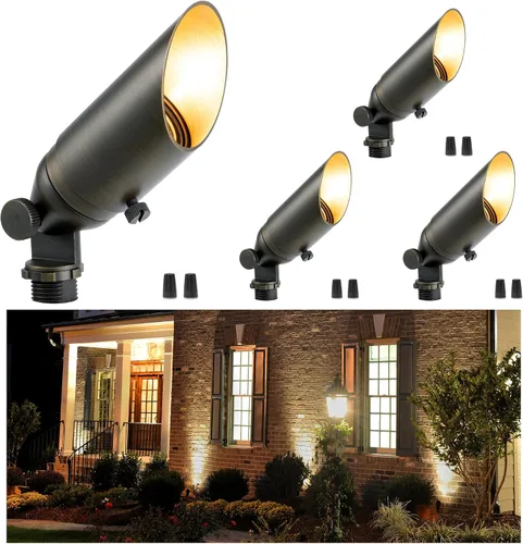Miniatura 61 de Gardenreet Focos de paisaje de latón de bajo voltaje, luz LED para exteriores de 12 V, luces con cable IP65 impermeables, bronce antiguo