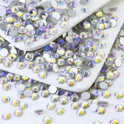 Miniatura 28 de 1440 piezas de diamantes de imitación SS20 de cristal de vidrio con parte posterior plana, gemas de cristal redondas de parte posterior plana
