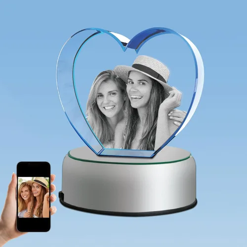 Miniatura 11 de Foto de cristal 3D con base de luz LED, regalos personalizados con tu propia foto, grabado láser imágenes 3D y texto personalizado, pequeño