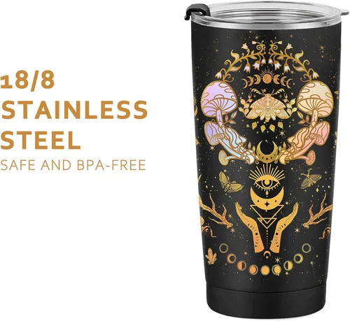 Miniatura 5 de Regalos de Géminis para mujeres - Vaso de cumpleaños del zodiaco, taza gótica de astrología bruja, taza de café aislada de constelación con tapa 20