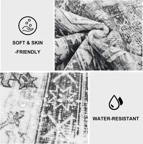 Miniatura 7 de Syalife 4x6 Alfombra Lavable para Área, Ultra Suave Antideslizante, Pila Baja, Alfombra Vintage Resistente a Manchas para Sala de Estar, Alfombra