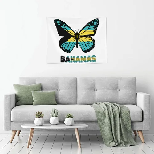 Miniatura 5 de Póster de tapiz con bandera de las Bahamas de mariposa de 29 x 37 pulgadas, decoración del hogar, decoración para colgar en la pared, dormitorio