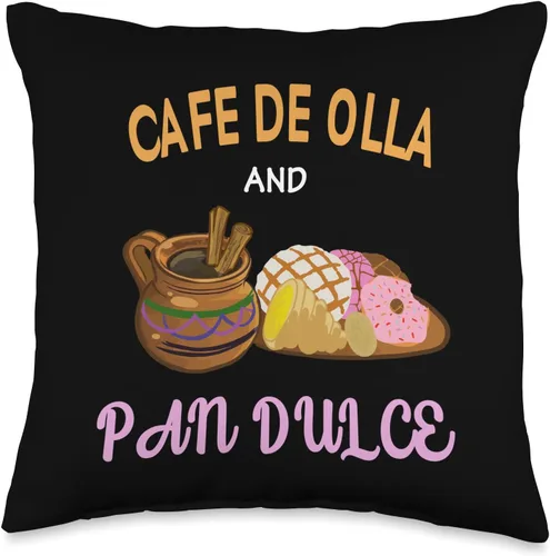 Funny Cafecito Mexican Concha Cafe de Olla and Pan Dulce Cafecito Mexican Concha - Almohada de 16 x 16 pulgadas, multicolor
