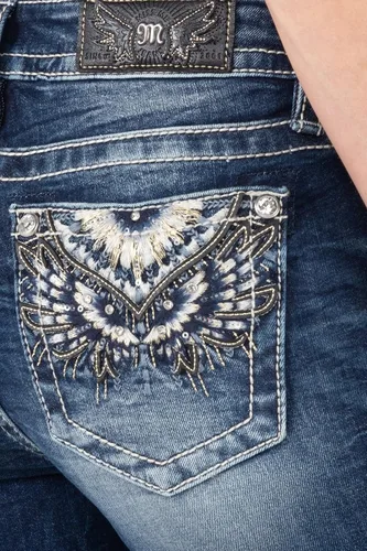 Miniatura 4 de Miss Me Jeans de talle medio con alas iluminadoras para mujer