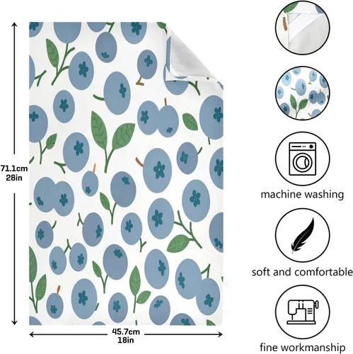 Miniatura 3 de Juego de 4 paños de cocina Abstrac Blueberry, ultra suaves, absorbentes, toallas de cocina, toallas de mano, paños de limpieza reutilizables